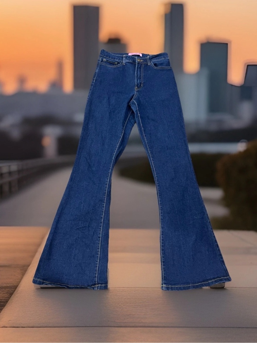 High-Rise Dark Blue Flare Jeans for Women
